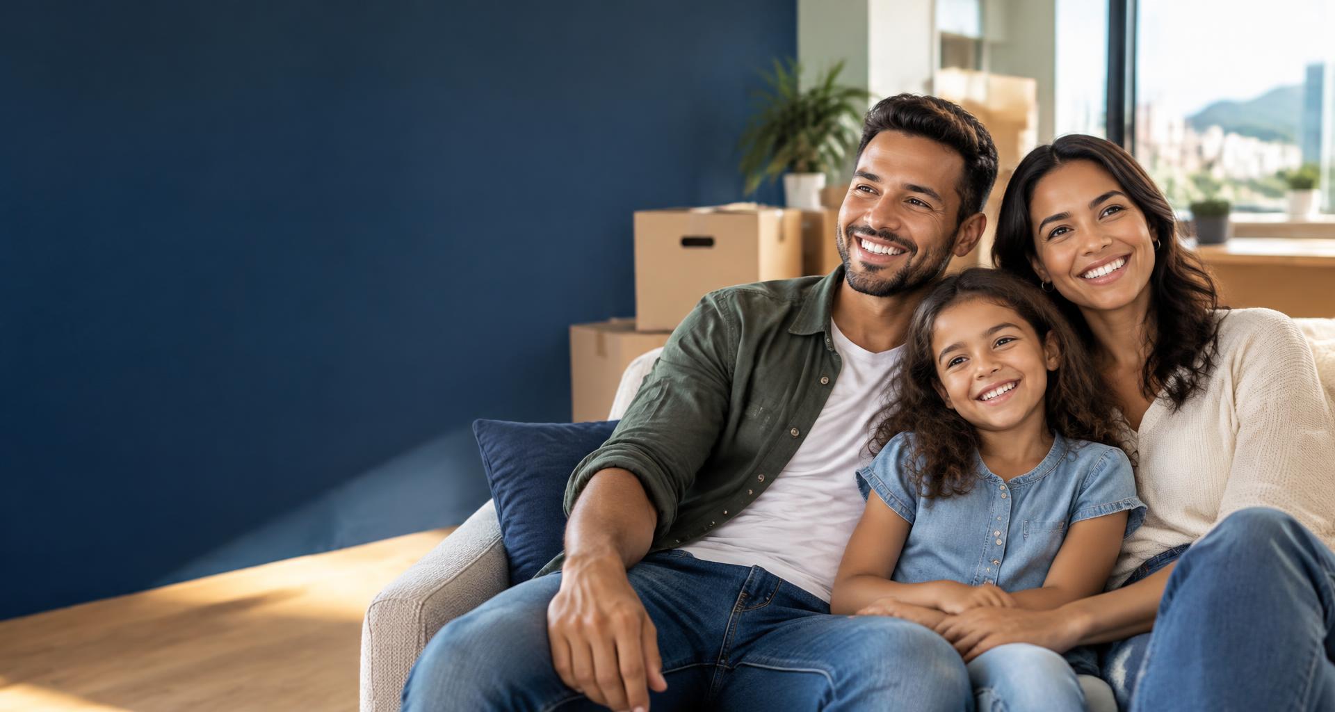 Família reunida em sua nova casa